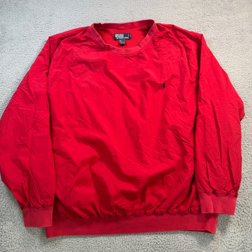 Polo Ralph Lauren Mens XL Red Nylon Mesh Lined Windbreaker Pullover